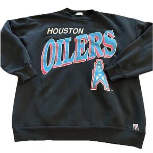VINTAGE 90'S HOUSTON OILERS BLACK SWEATSHIRT MEN'S SIZE Large Logo 7